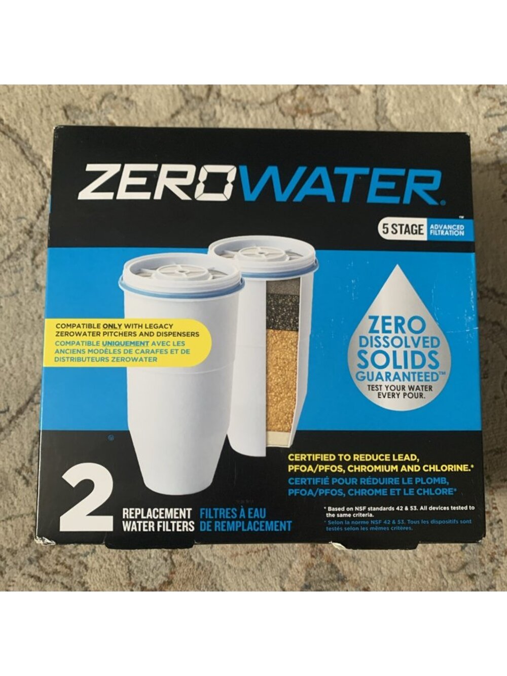 2 Pack ZeroWater 5 Stage Advanced Filtration ZR-017 Water Filter - White